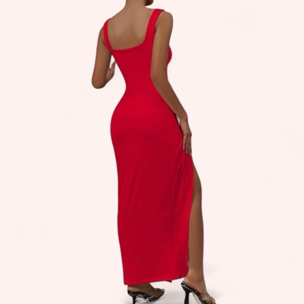 SHEIN Vibrant Candy Apple Red Sexy Cut Out Glam Party Dress NWOT Size M - Picture 2 of 6
